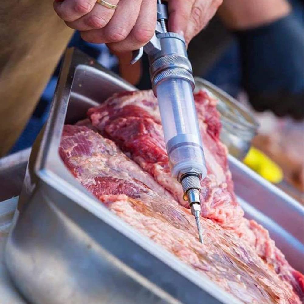 SpitJack Meat Injector Gun for Brisket, Turkey & BBQ - Made in USA Professional Heavy Duty Marinade Injector with 4 Stainless Steel Needles, 50ml Capacity, Repairable Competition BBQ Tool
