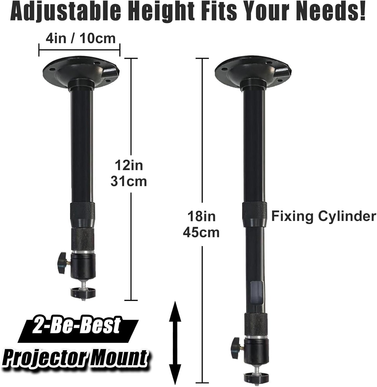 2-Be-Best 12-18 31-45 cm 360 Projector Ceiling Mount Length in / Projector Mount Rotatable Projectors Holder Adjustable