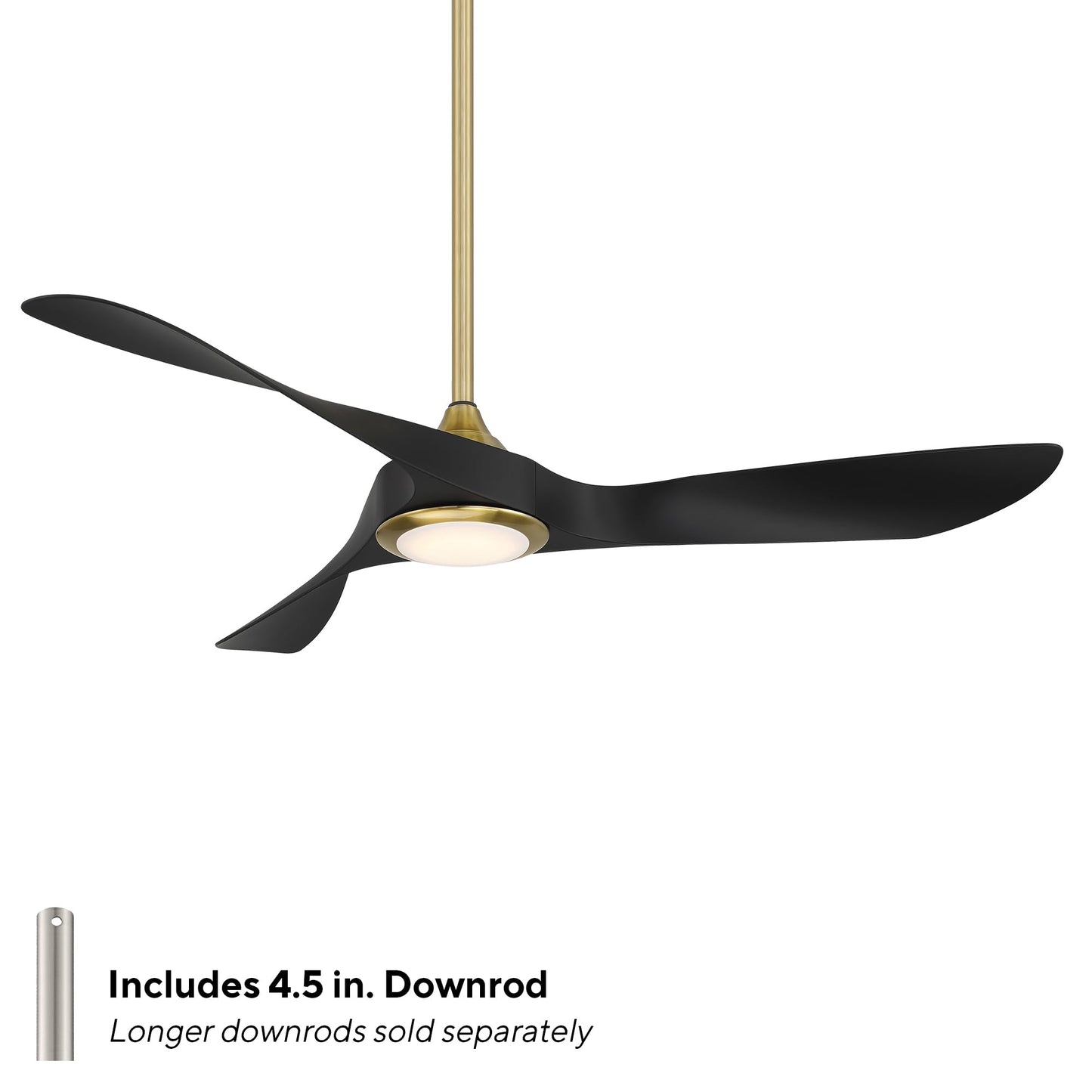 WAC Lighting Swirl 3-Blade Aluminum Smart Ceiling Fan in Soft Brass/Matte Black