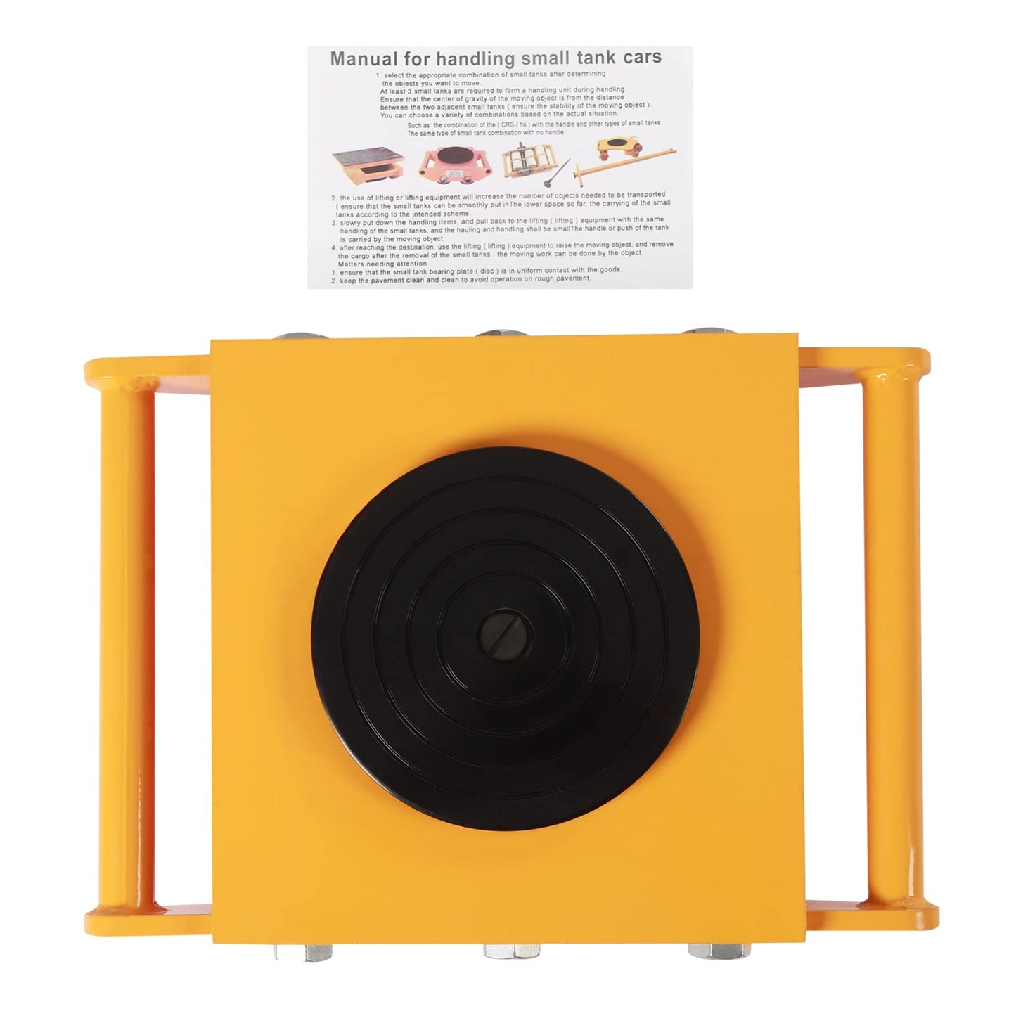 15T Heavy Duty Machinery Mover Skate – 33,000lbs Capacity, 9 PU Rollers & 360° Rotation, Industrial Equipment Dolly for Warehouses/Construction, Yellow (1pc)