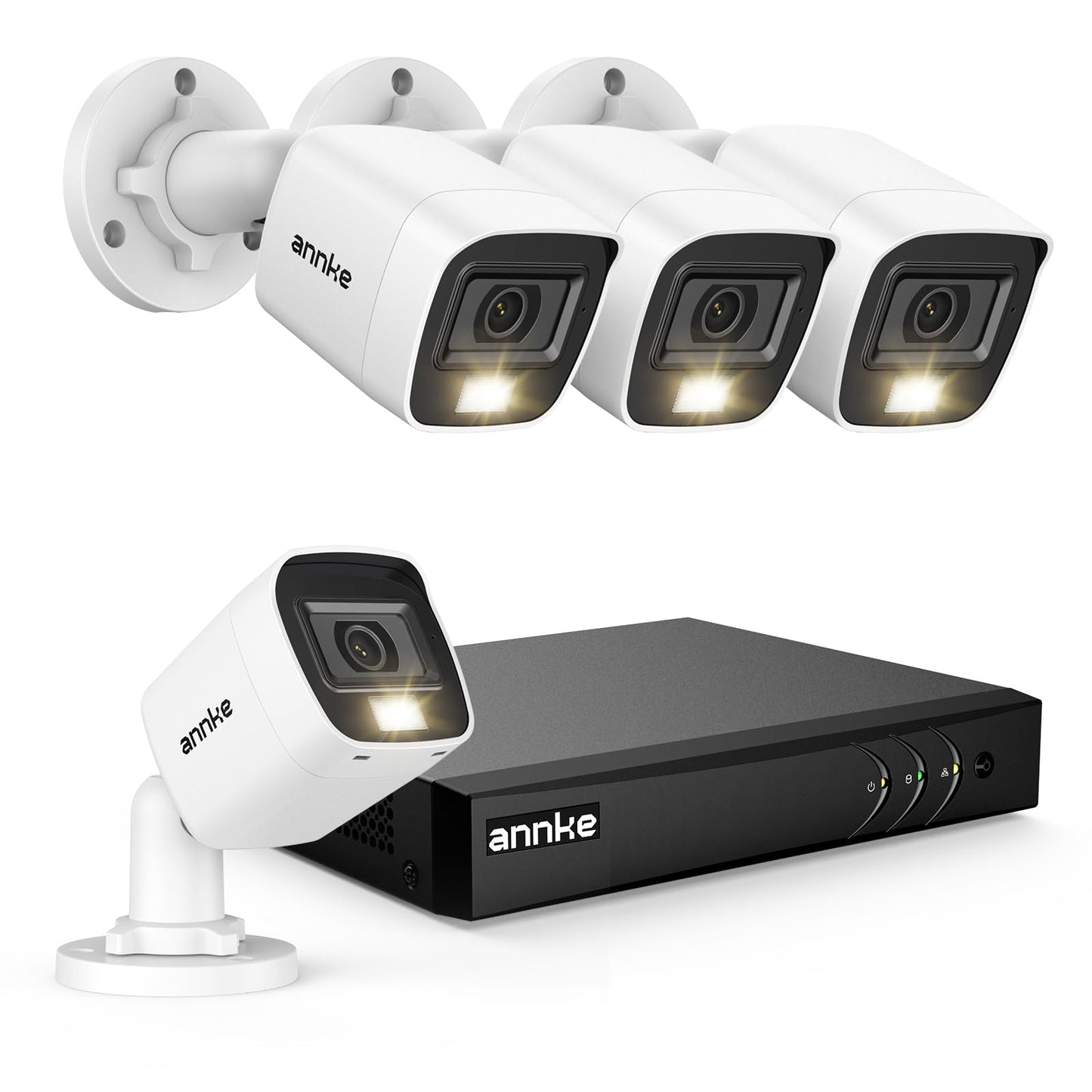 ANNKE 8CH 3K Lite Wired Security Camera System, H.265+ DVR with AI Human/Vehicle Detection, 4X 1080p CCTV Bullet Cams, Smart Color Night Vision for Outdoor Surveillance, IP67, No Hard Drive Disk