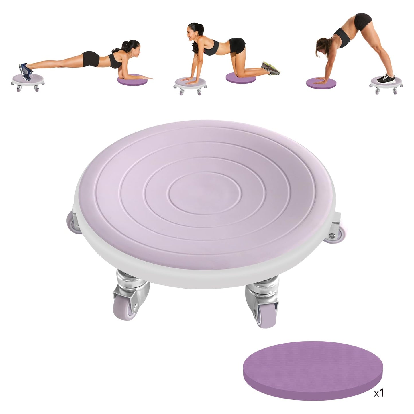 Tasidingster 6 Caster Ab Roller, Ab Exercise Equipment with Knee Pads, Ab Roller Wheel for Core Exercise, Abdominal Strength Training for Home Gym, 360° Silent Ab Workout Equipment (Purple)