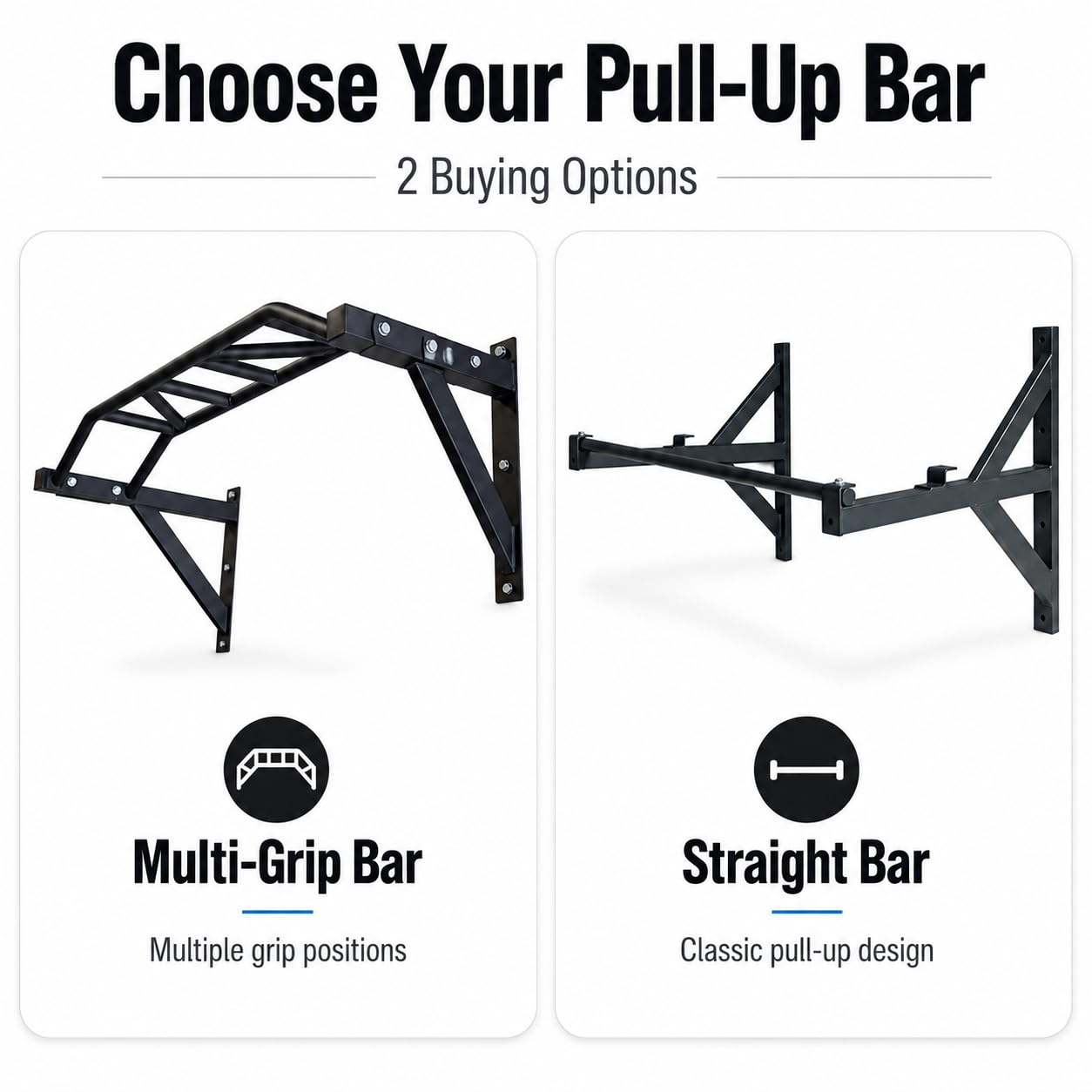 REP Fitness Heavy Duty Pull-Up Bar, Wall Mounted Multi-Grip, Home Gym Exercise Equipment for Chin Training, Garage Strength Workouts, Rings, Straps