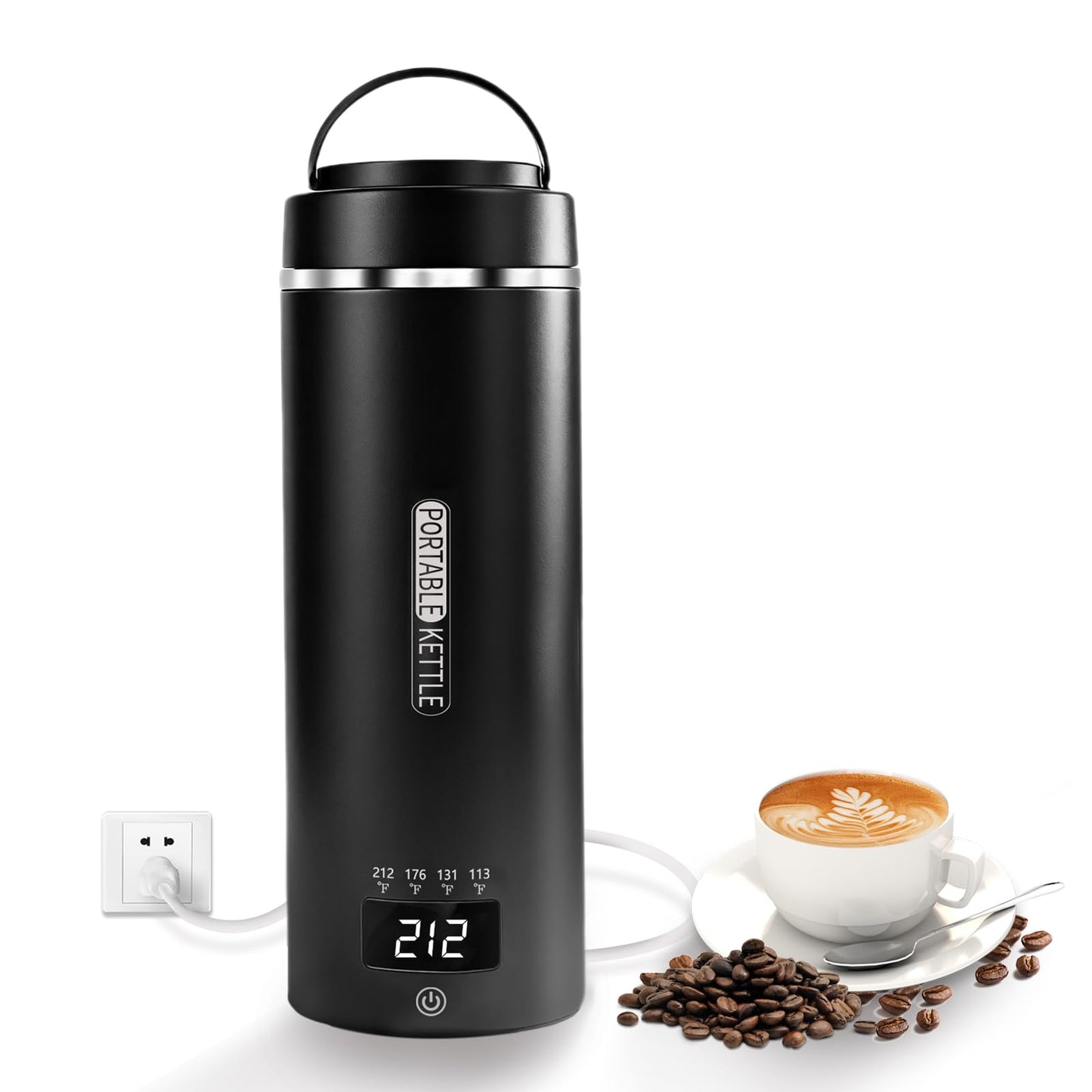 Travel Kettle, Portable Electric Kettle with 4 Temperature Controls, 304 Stainless Steel with Auto Shut-off, Black(120V)
