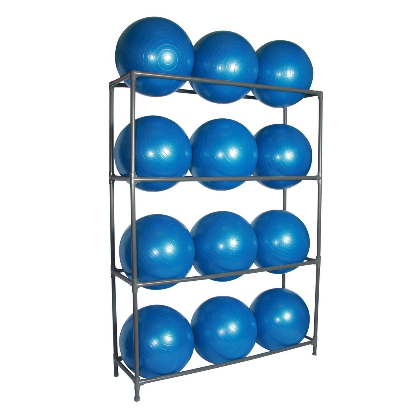 Fitness First Balance Ball Metal Storage Rack – Heavy-Duty Metal Pipe Construction, Easy Assembly, Stable Design – Holds 9 Exercise Balls for Gym or Studio Organization