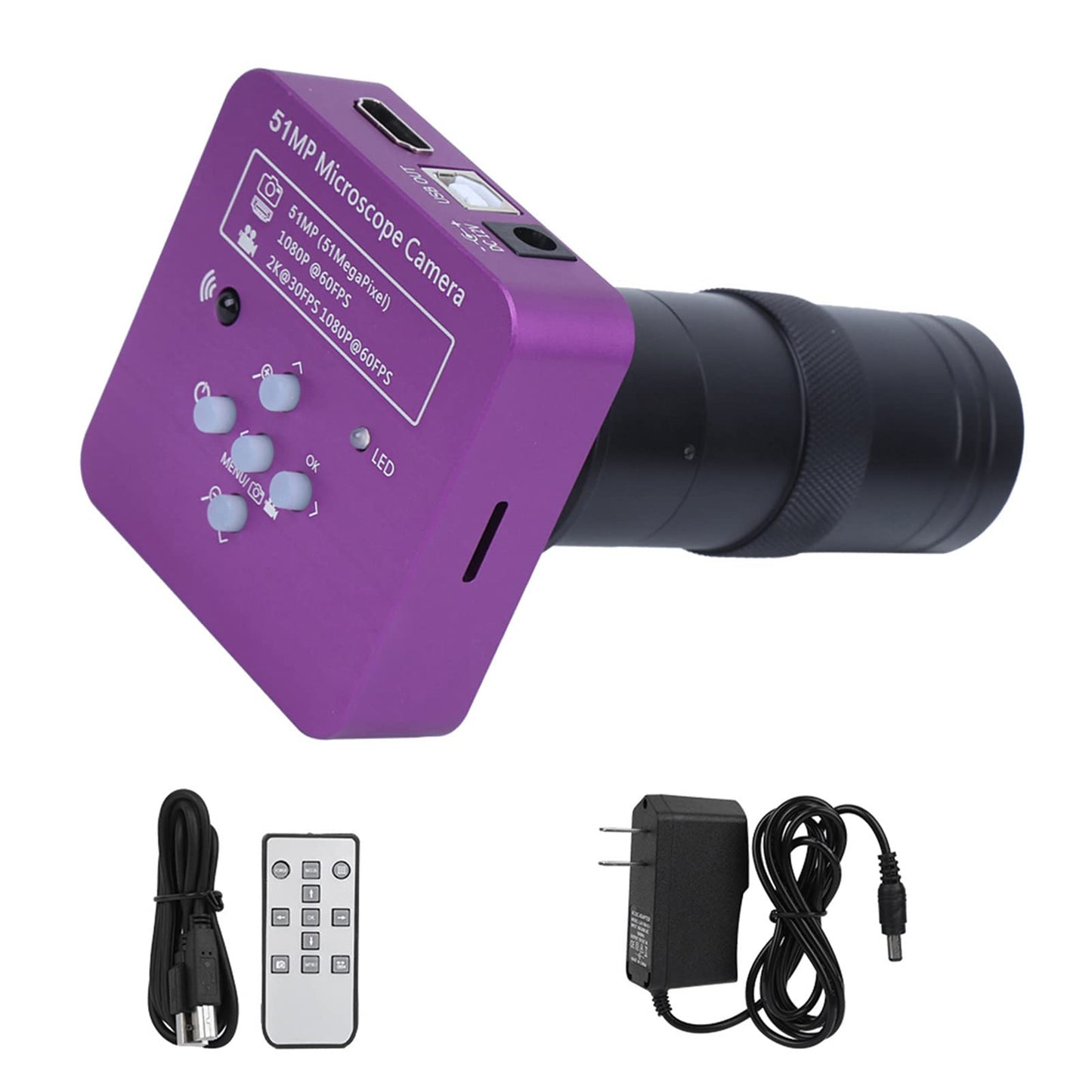 HDMI Digital Microscope Camera 51MP 120X C Mount Lens Industrial USB Video Microscope for Electronics Repair Soldering Inspection with Remote Control