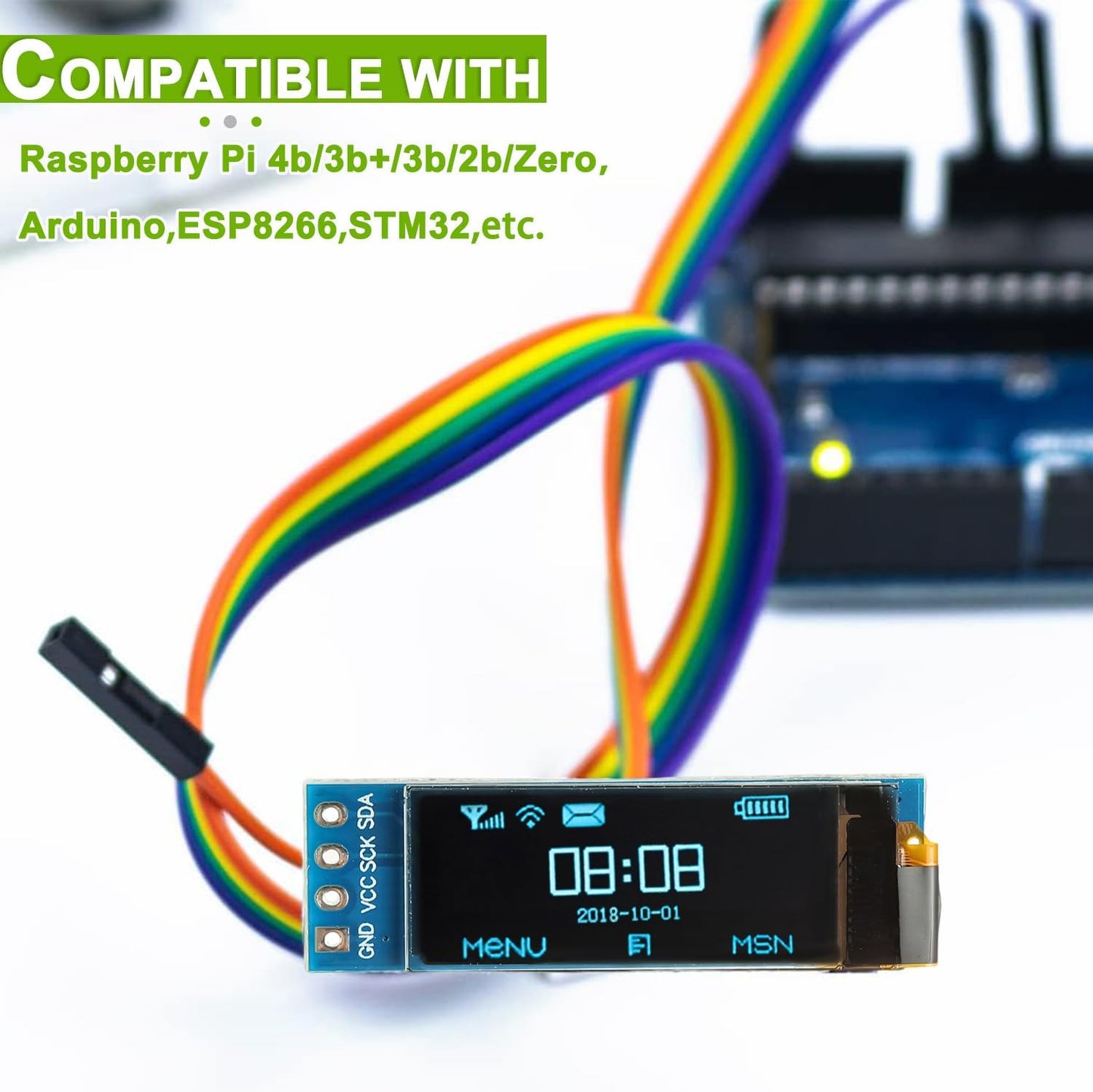 EPLZON 5 Pack 0.91 inch 128x32 OLED IIC Display Module Pixel Mini Self-Luminous Display Screen Board for Arduino