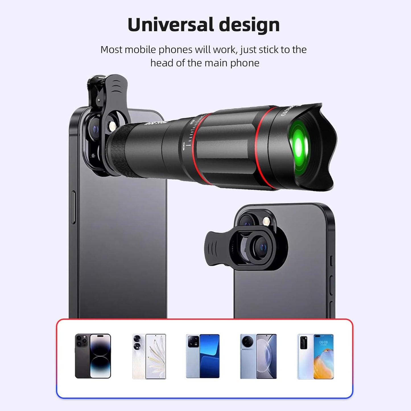 Andoer 25x 25X Macro Telephoto Smartphone Lens Kit with Phone Clip Holder, Telephoto Lens, Black