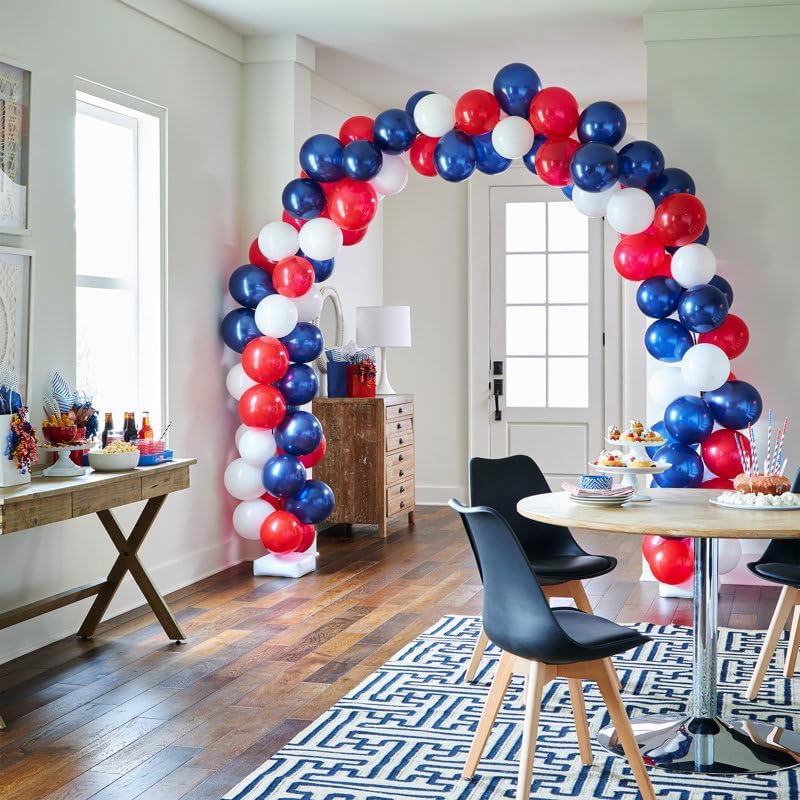 Voircoloria 130-Piece Red, White & Blue Latex Balloon Set - Perfect for Birthday, Graduation & 4th of July Celebrations