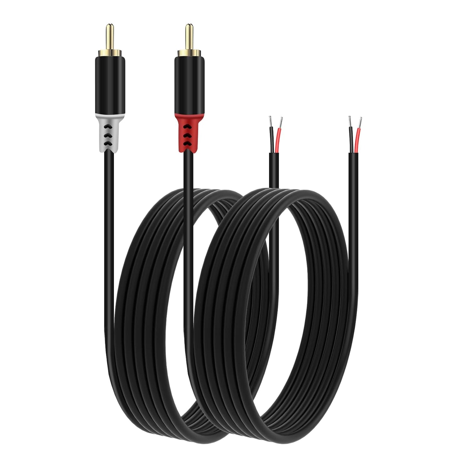 RULGOI 2 20AWG, 9.8FT RCA to Speaker Wire Adapter, Bare Wire Speaker Cables to RCA Plug Adapter Repair Speaker Wire
