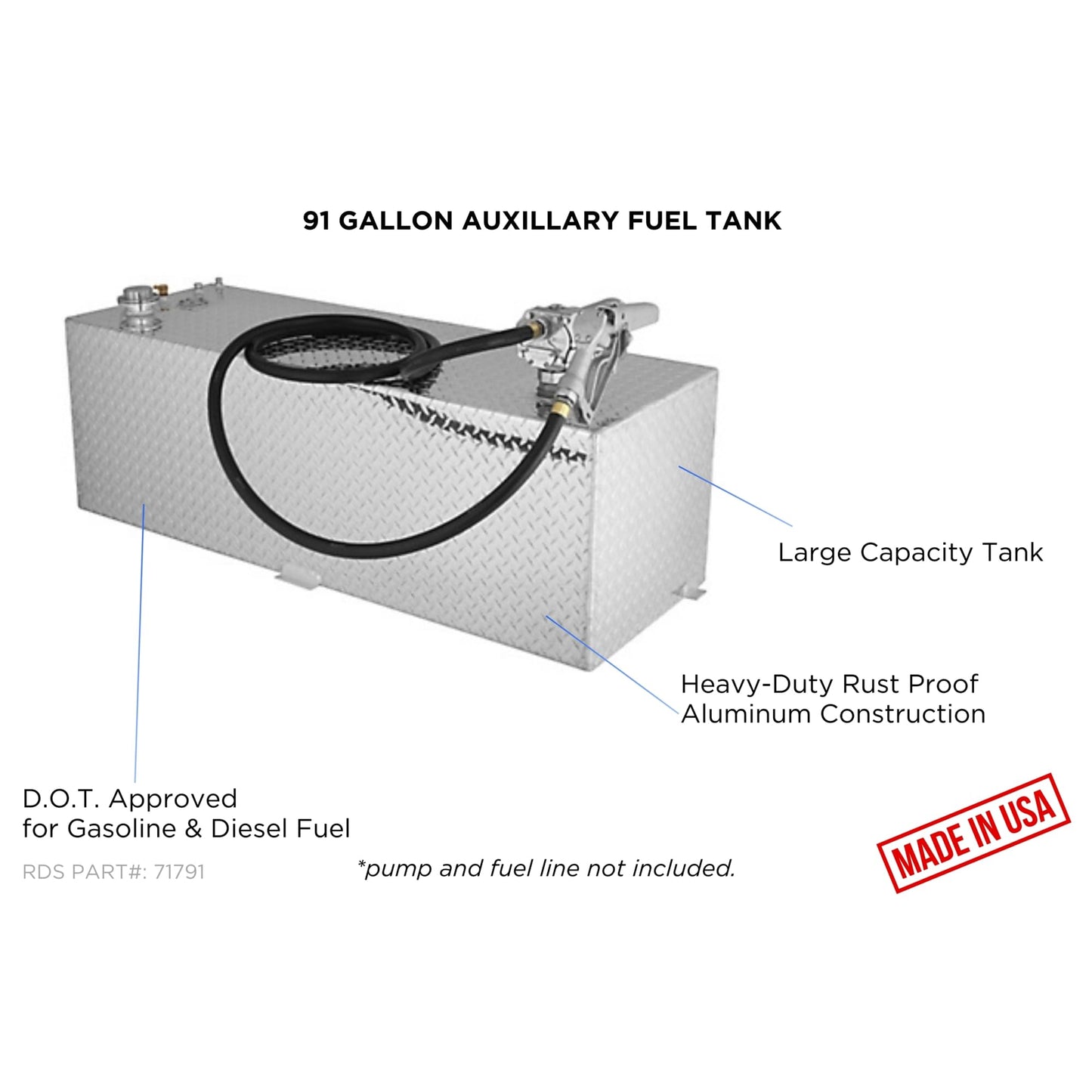 RDS MFG INC 71791 Rectangular Transfer Liquid Tank - 91 Gallon Capacity