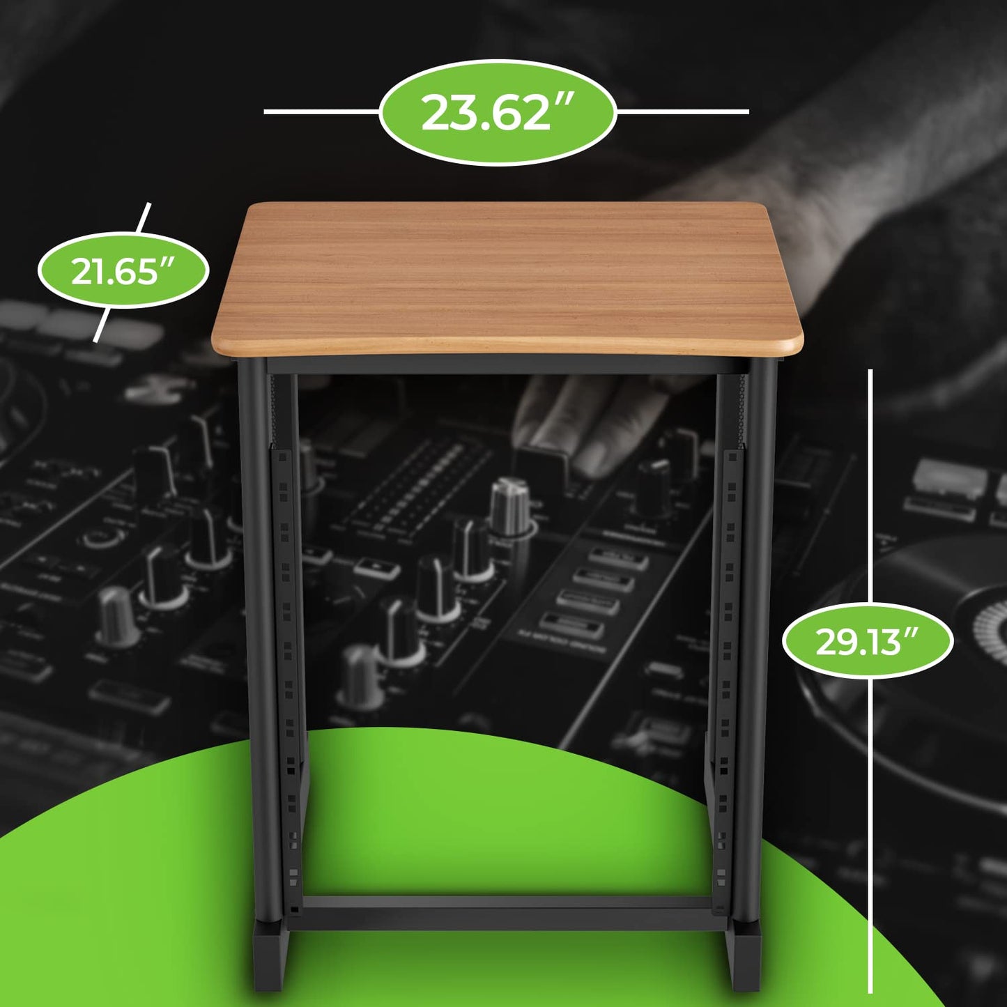 GEARit 12U Audio Rack, 19 Inch Steel AV Rack, Server Rack and Network Rack Stand with Flat Oak Top, Rack for Music Gear, Mixers, Network Equipment, Server Hardware and Audio Components