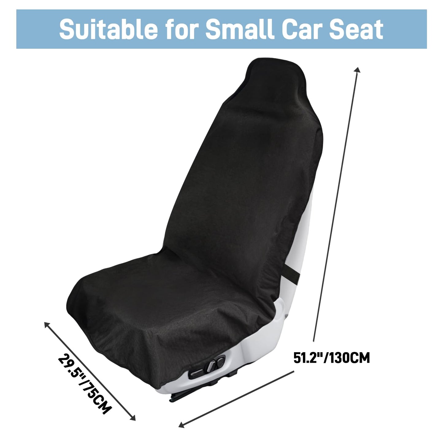 Waterproof Car Seat Cover Towel, Universal Fit Seat Protector for Cars and Small SUVs Anti-Slip Front Seat Protectors for Gym, Pets & Travel, Black, Machine Washable