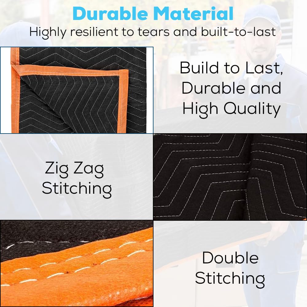 Simpli-Magic Heavy Duty Padded Moving Blankets 72" x 40" – 24 Pack – Packing Blankets, Furniture Covers for Moving