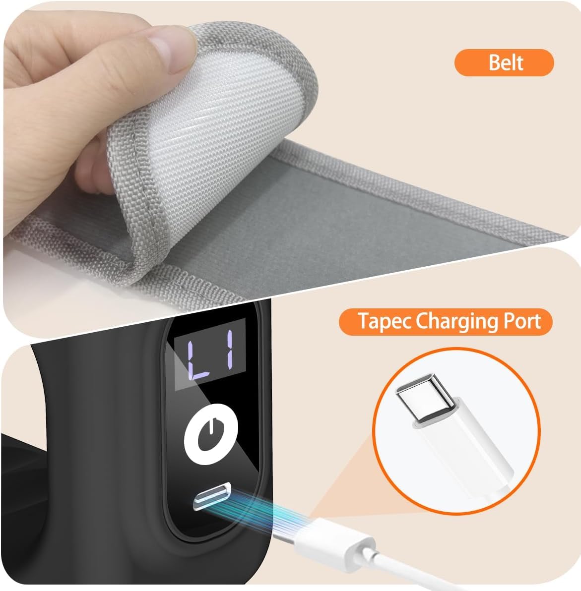 AddWin R10 Fascia Ring Massager, Multifunctional Full-Body Massage Gun, Hands-Free Electric Massager, Ergonomic Design with Waist Belt, Adjustable Massage Modes, 3 Modes & 6 Intensities