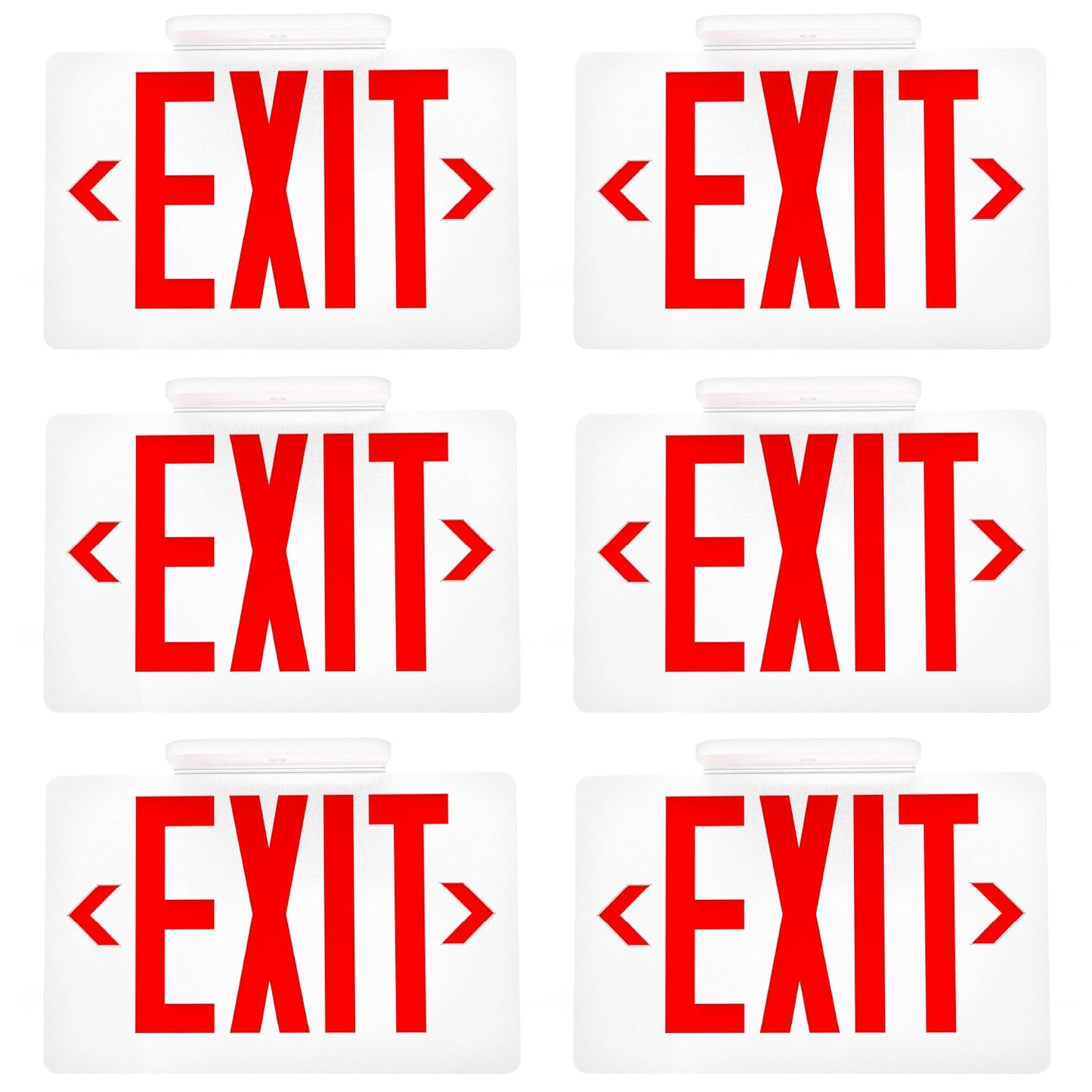 Sunco 6 Pack LED Exit Sign with Emergency Light, Commercial Grade Double Sided Fire Exit Lights, Backup Battery, Illuminated Emergency Exit, 120-277V, Dual Mounting, UL 94V-0 Fire Resistant.