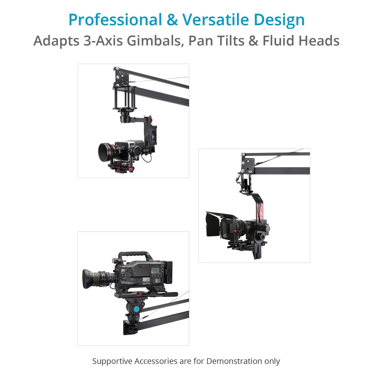 PROAIM 9ft Camera Crane Jib Arm for 3-axis Gimbals, Pan-Tilt & Fluid Head. for Tripod w/ 33mm Pipe/Mast. for DSLR Video Cameras up to 8kg /17.6lb (P-9)