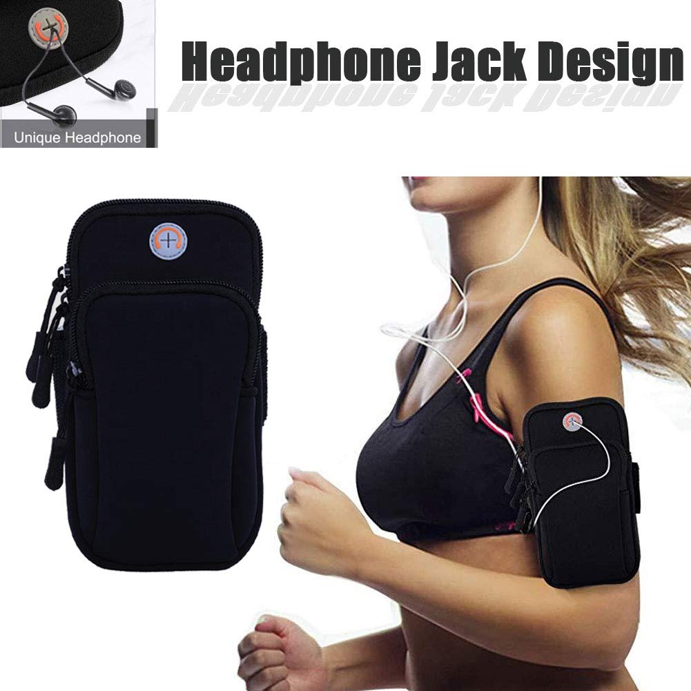 MOVOYEE Phone Holder for Running Armband iPhone 17 16 16e 15 14 13 12 11 Pro Max XS XR Plus Mini Galaxy Ultra S26 S25 S24 S23 S22 S21 Note 20 10 Pouch Bag, Arm Band Sleeve Fit Sport Gym Hiking Black