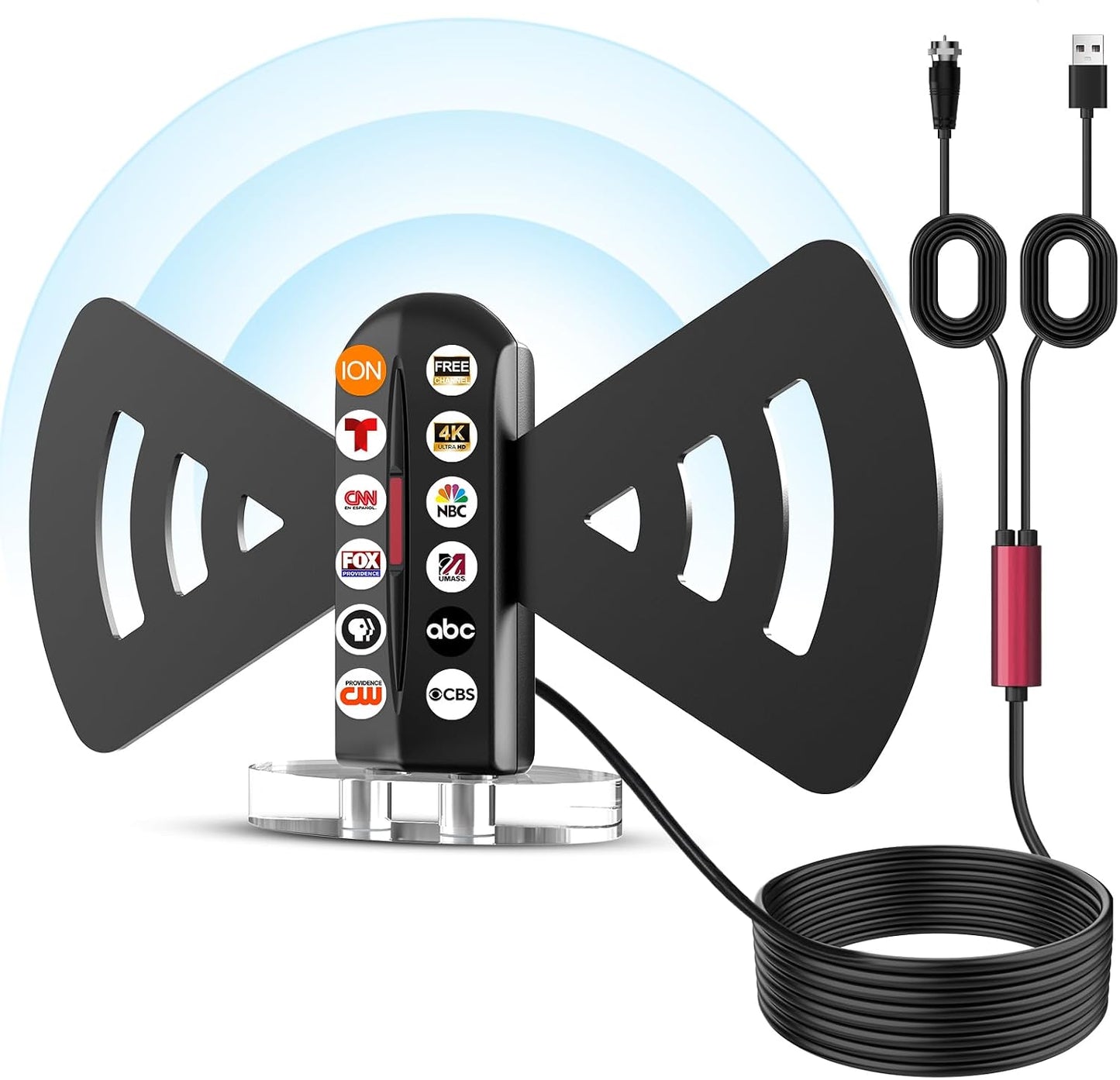 COCOBELA 2026 360 4K 1080p, 16.66FT TV Antenna for Smart TV, Long Range Reception Digital Antenna with Magnetic Base