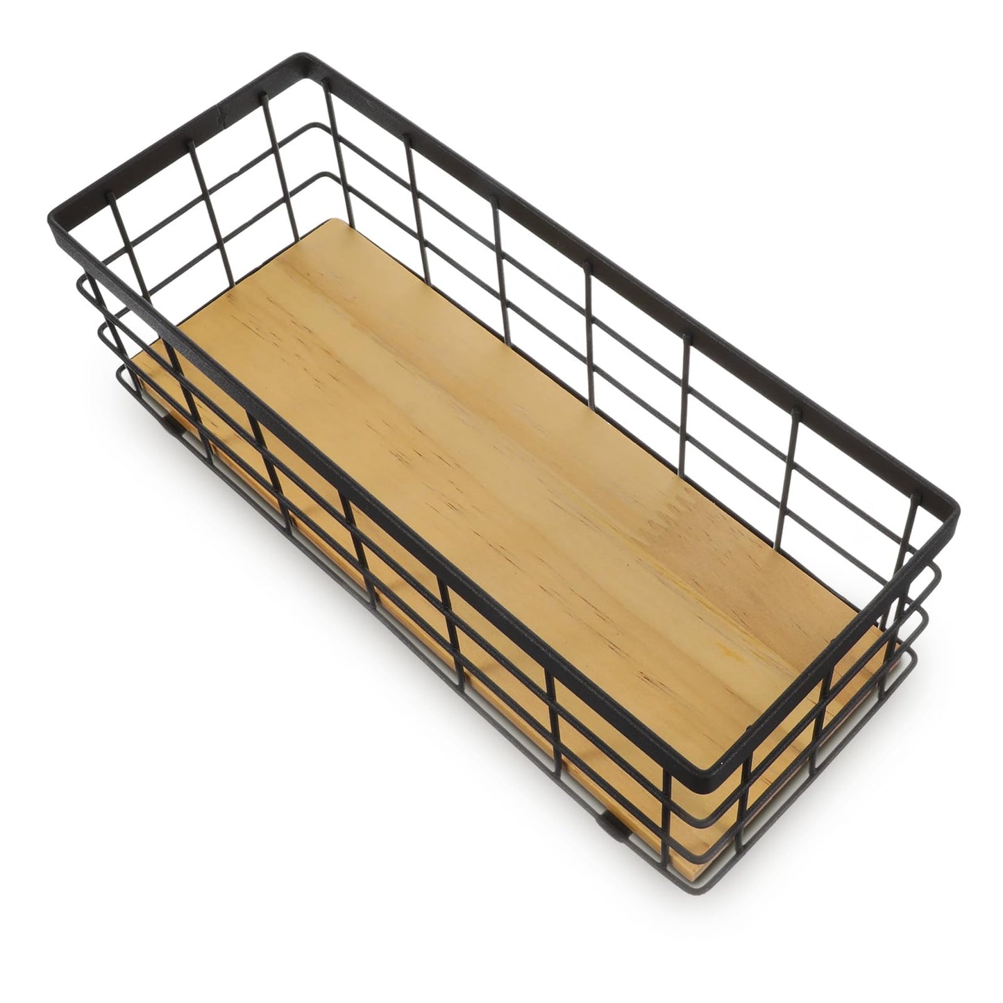 2 Pack Small Wire Baskets, Narrow Rustic Storage Bin for Bathroom Counter, Farmhouse RectangleOrganizer Tray for Kitchen Countertop, Pantry, RV, Office Decorative