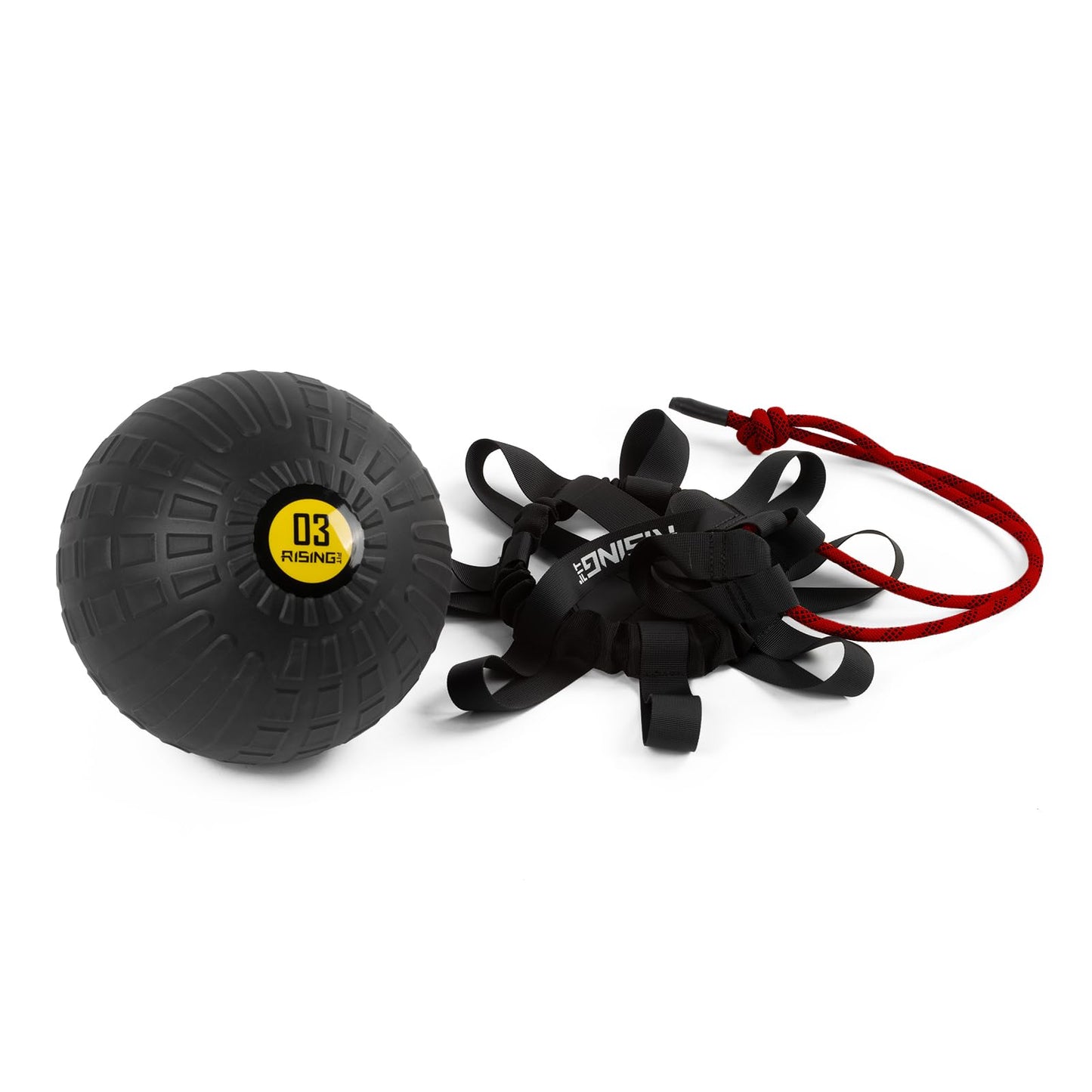 RISINGFIT Medicine Ball Bag, Medicine Ball Rope, Rotation, Swinging, and Logging, Red Kettlebell Swinging, Russian Rotation, Counter Rotation Swinging, and Hammer Swinging (Excluding Medicine Balls)