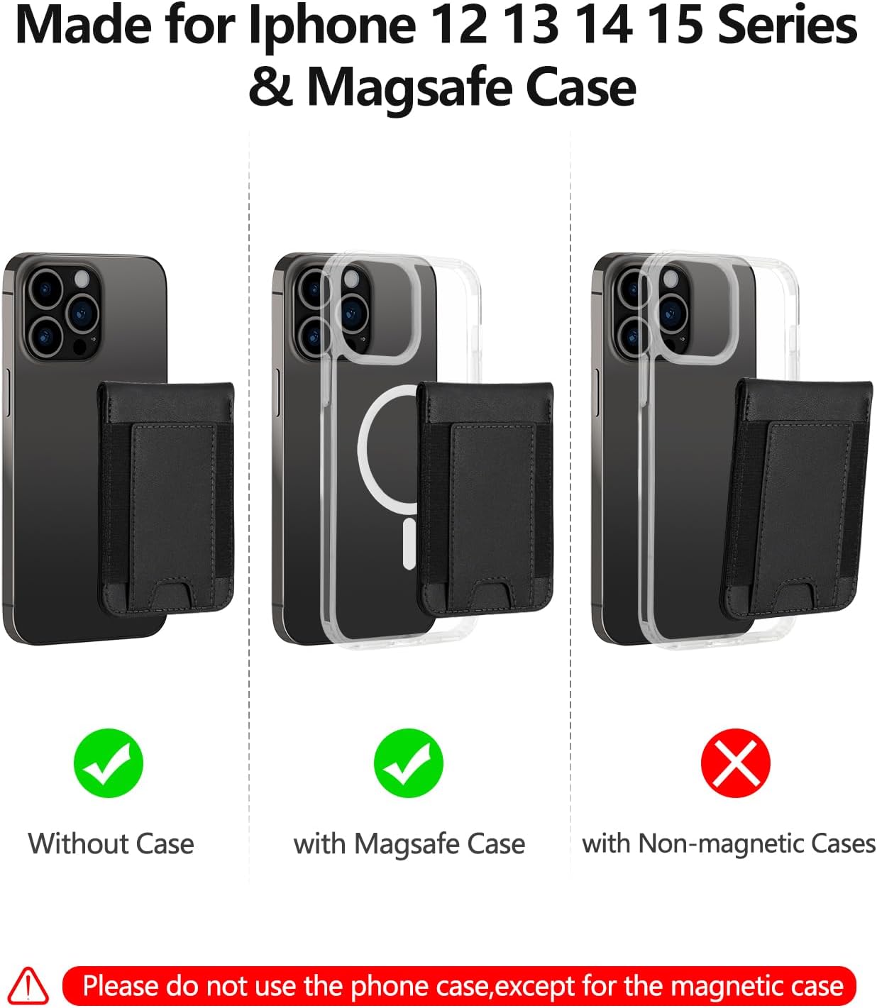 17/16/15/14 Max/14 Pro/14/14 Plus/13/12 9 ExtreLife for Magsafe Wallet, Adjustable Stand, Open ID Window, Magnetic