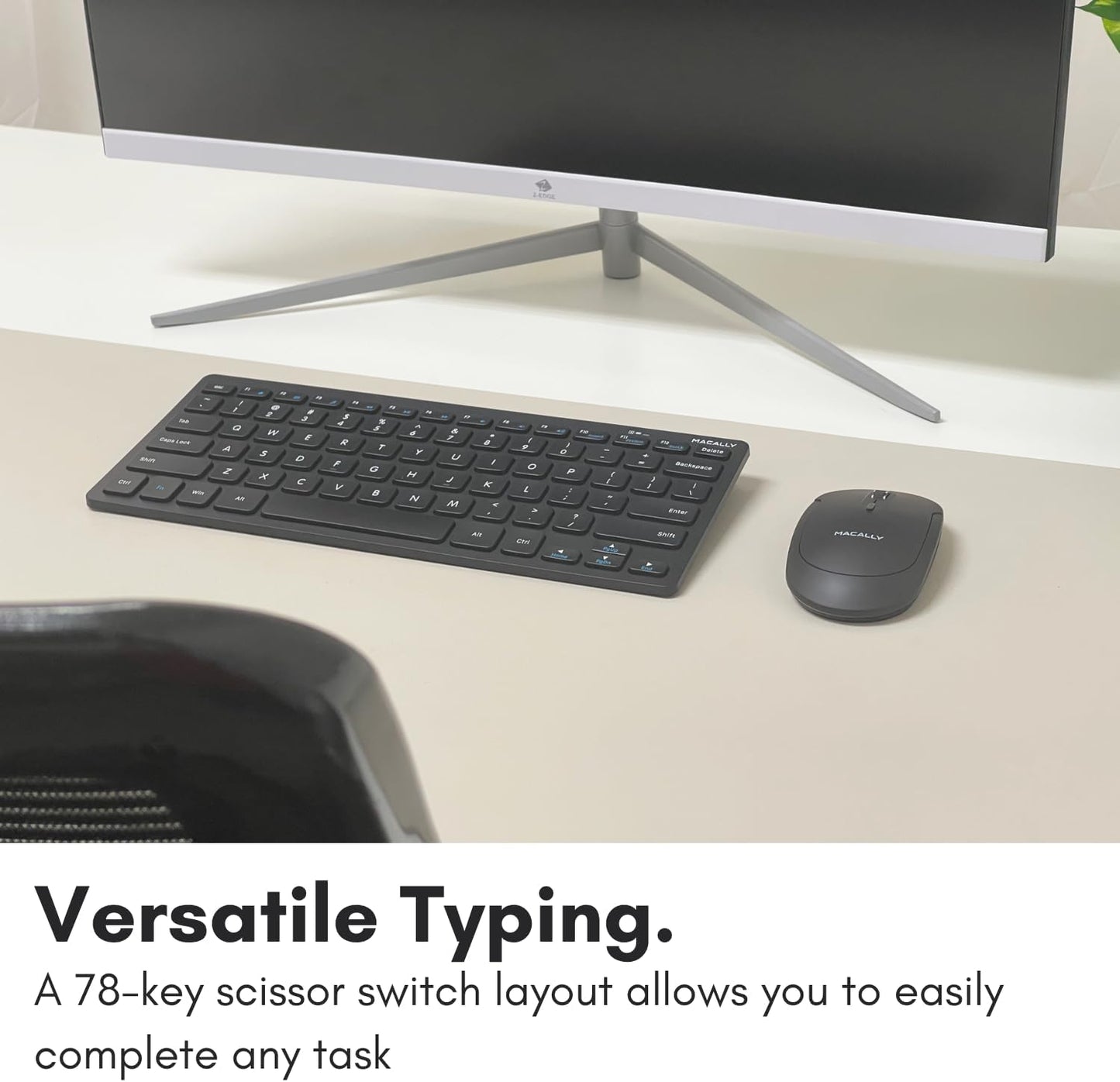 Macally 2.4G Mini Compact Keyboard - Wireless Keyboards for Desktop PC, Surface, Chromebook, Notebook, Laptop Keyboard