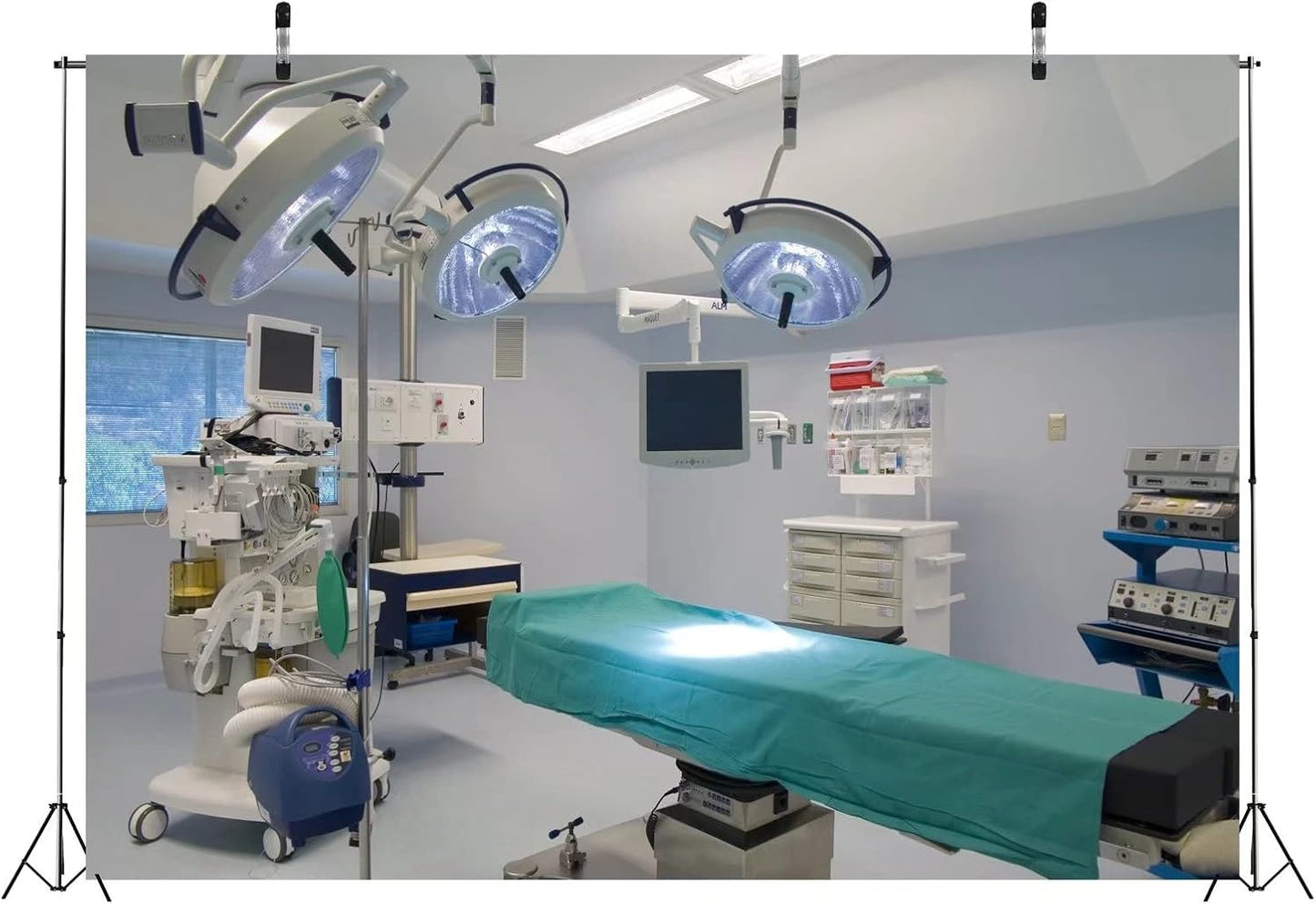 BELECO 9x6ft Hospital Backdrop Fabric Operating Room Backdrop Doctor Surgery Anesthesia Bed Sickbed Medical Equipment