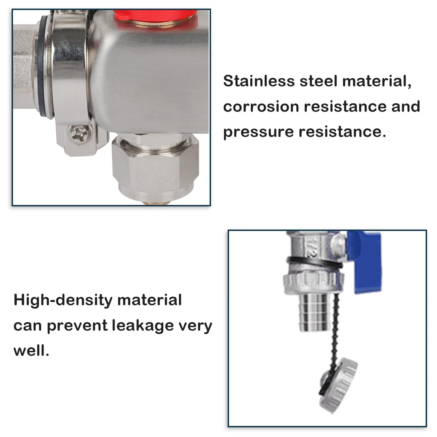 GCCSJ 3 Loops PEX Manifold Radiant Floor Heating Set Stainless Steel Heated Hydronic Heating