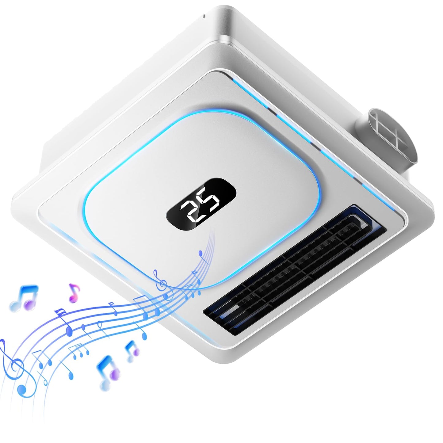 BSEED Bathroom Exhaust Fan with Bluetooth Speaker & Heater, 1800W Dual-Heat, 230 CFM, 3CCT+5-Color RGB Light, Negative Ion, Wall Control
