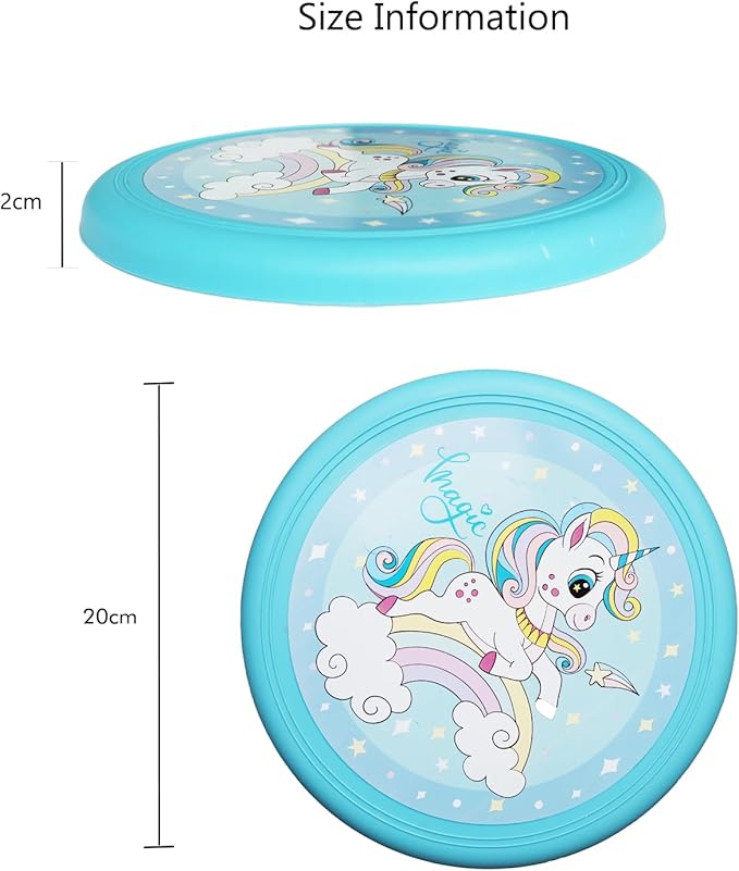 Cartoon Flying Discs Set for Kids Soft Platic Outdoor Family Game Beach Toys, 4 Pack, 20cm, 60g Each, Vivid Colors(Unicorn Horse,Dinasour,Zoo Animals, Astronauts)