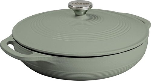 Lodge Essential Enamel Braiser - Induction-Safe & PFAS-Free Cookware - 3.5 Quart, Desert Sage