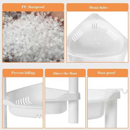 ELYKEN Shower Caddy Organizer - 4 Tier Rustproof Plastic Shelf for Bathroom | 14.4 x 11.2 x 31.5 Inches, White
