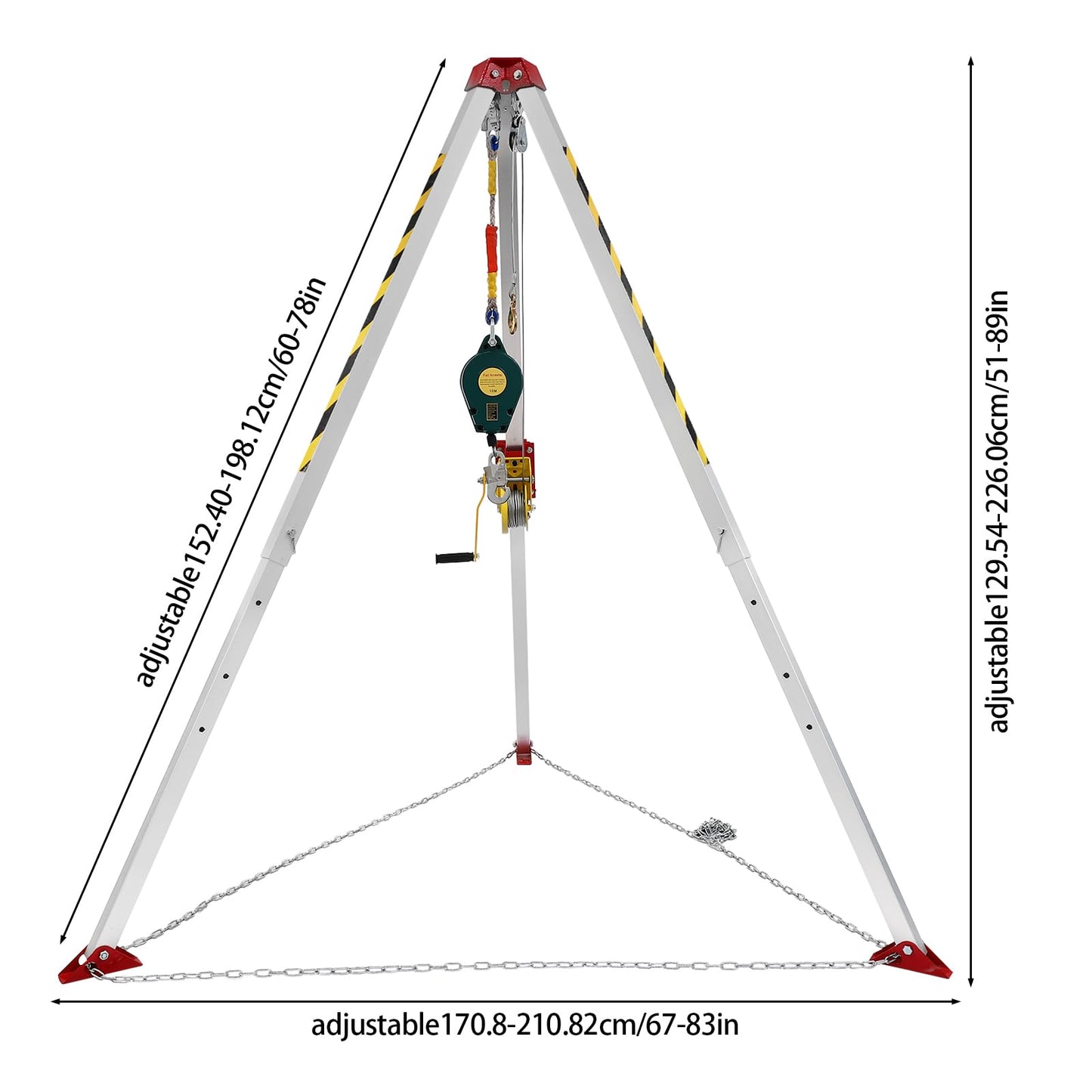 Confined Space Tripod, 1200/1800/2600 lbs Sewer Rescue Tripod Manual Rescue Tripod with Fall Arrester&Storage Bags Confined Space Kit for Traditional Confined Spaces (1200Lbs 60-78in)
