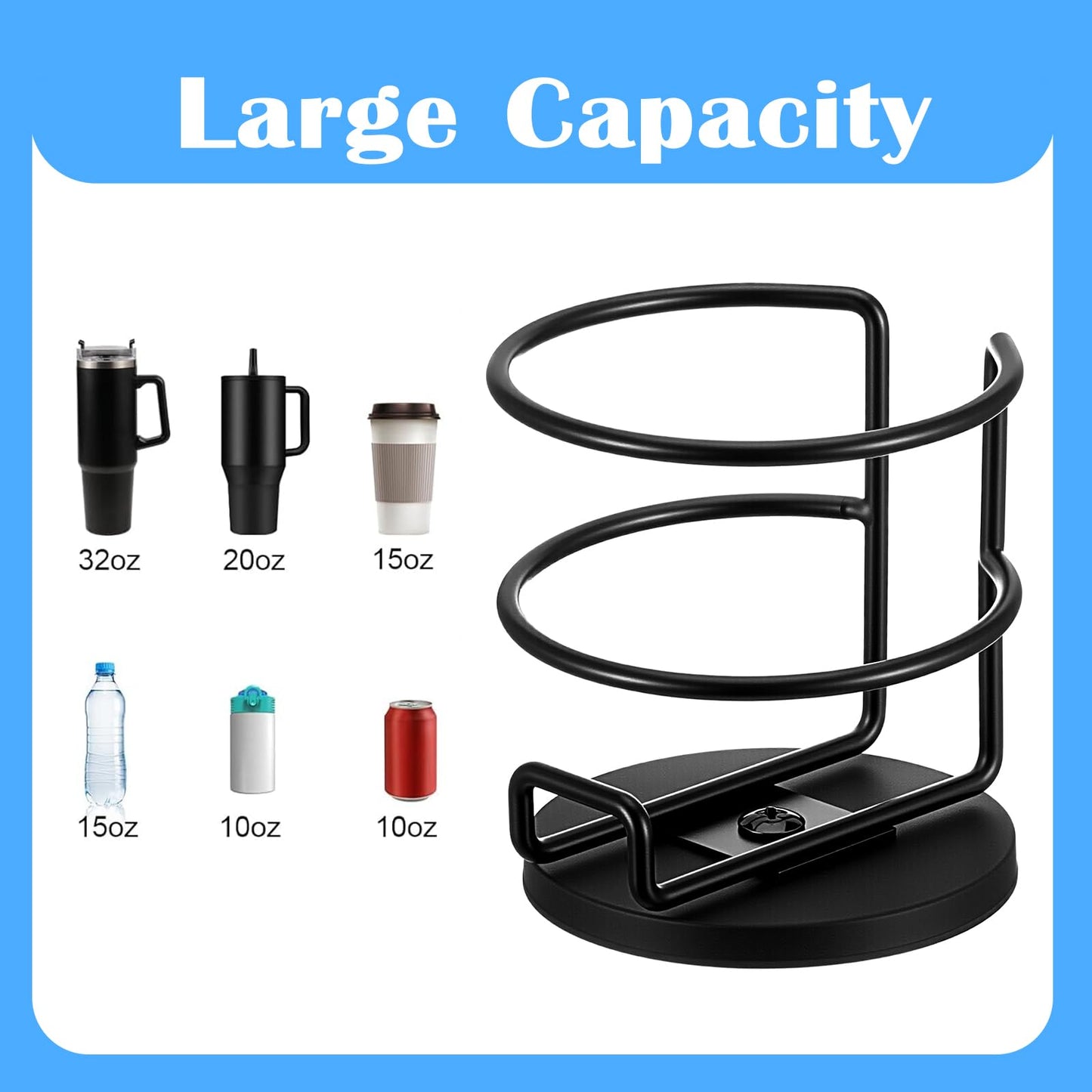 2 Pack Magnetic Cup Holder, Heavy Duty Metal Drink Holder, 3.46 inch/8.8 cm Strong Magnetic Base, Magnet Cup Caddy for Refrigerator Treadmill Truck Boat Bus Car