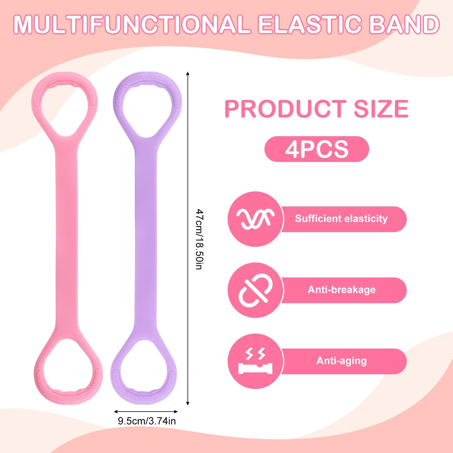 Figure 8 Resistance Bands with Handles, 4-Pack TPE Workout Bands for Women – Arm Back Shoulder Toner, Elastic Exercise Ropes for Home Gym Yoga Pilates Physical Therapy