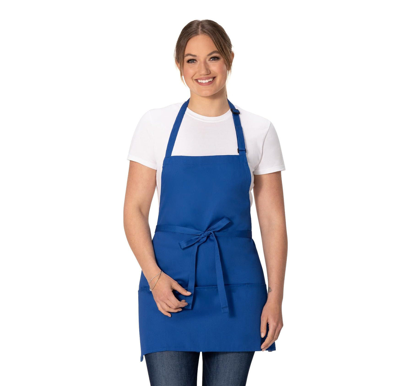 Chef Works Unisex Three Pocket Apron, Royal, One Size