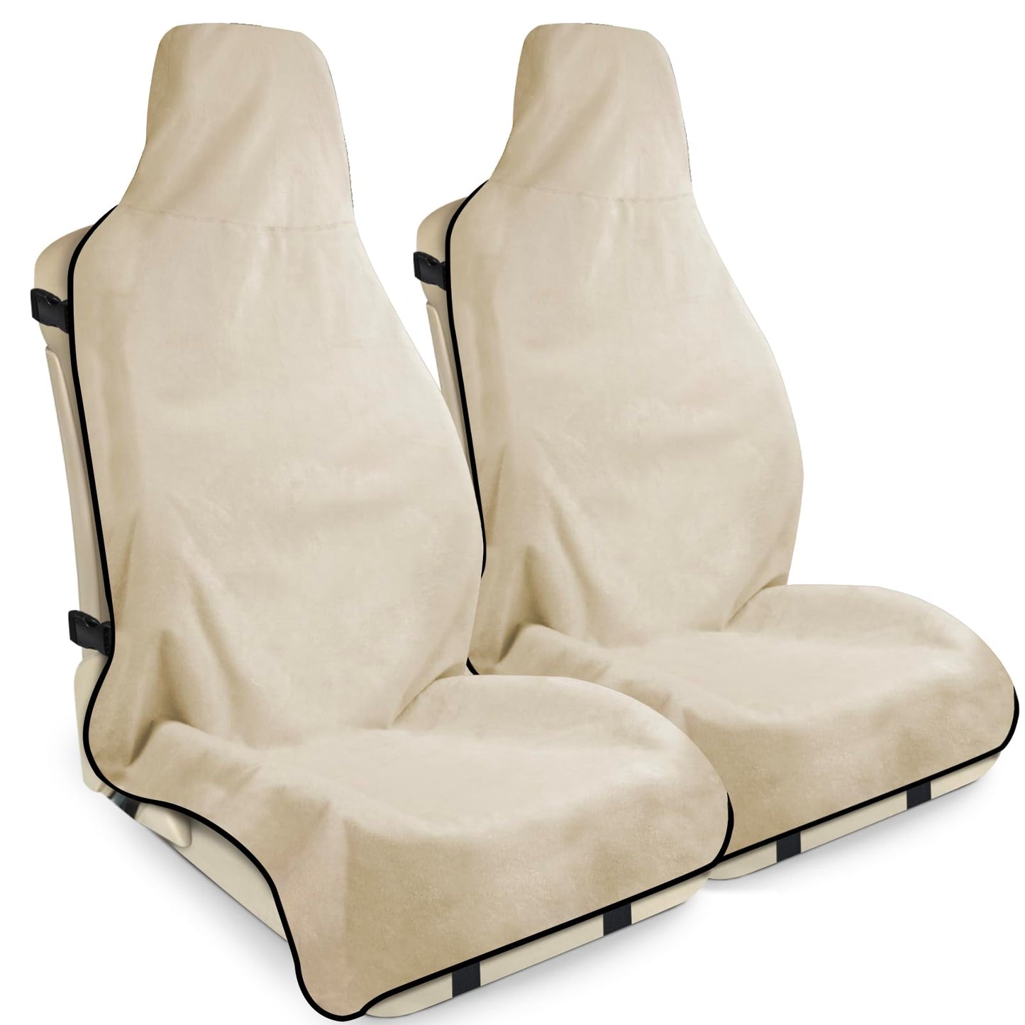 DREAMANIA Waterproof Seat Cover Towel, 2PCS Premium Sweat Carseat Protector, Perfect for Universal Anti-Slip Car Truck SUV Seat, Great for Surfing Yoga Gym Workout, Tan