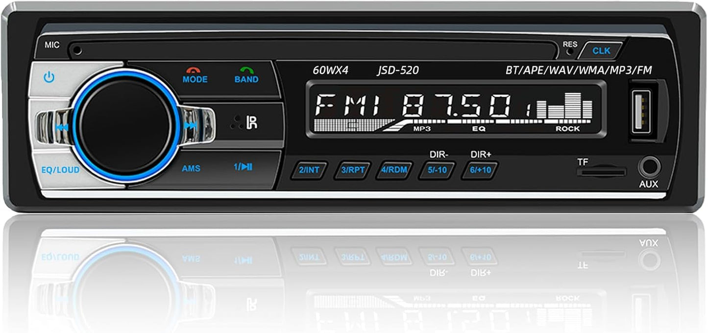 Auroky JSD-520 Charging/MP3/AUX/TF, Car Stereo Audio Single Din Bluetooth Handsfree FM Radio Receiver USB No CD Player