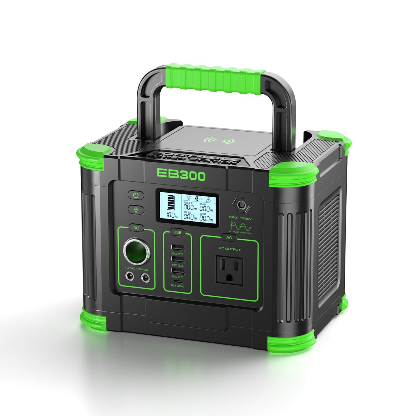 330W Portable Power Station, 288.6Wh Solar Generator with 60W USB-C PD Output, 120V Pure Sine Wave AC Outlet, 5W Wireless Charging, Multi-Port Power Supply for Camping, Home Blackout, RV Travel