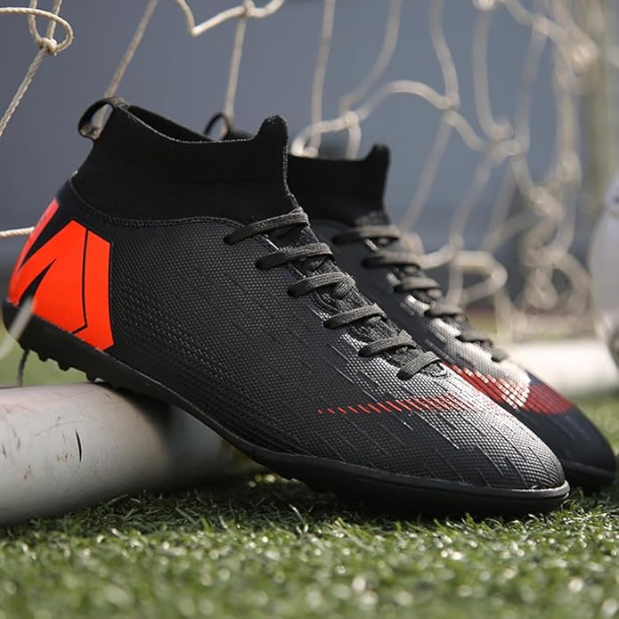 Men's Soccer Cleats Shoes Turf Indoor Football Cleats High Top Breathable Soccer Shoes Outdoor Training TF/AG