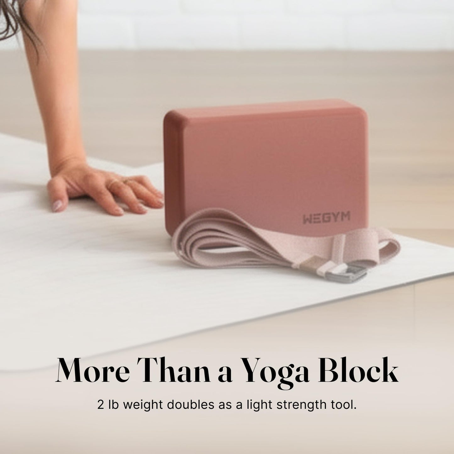 WeGym Yoga Blocks, Pilates Training with Anti Slip Grip, Sturdy Sides, Lightweight Portable EVA Foam, 3 Height Options, Stackable Support (EVA Rose Set)
