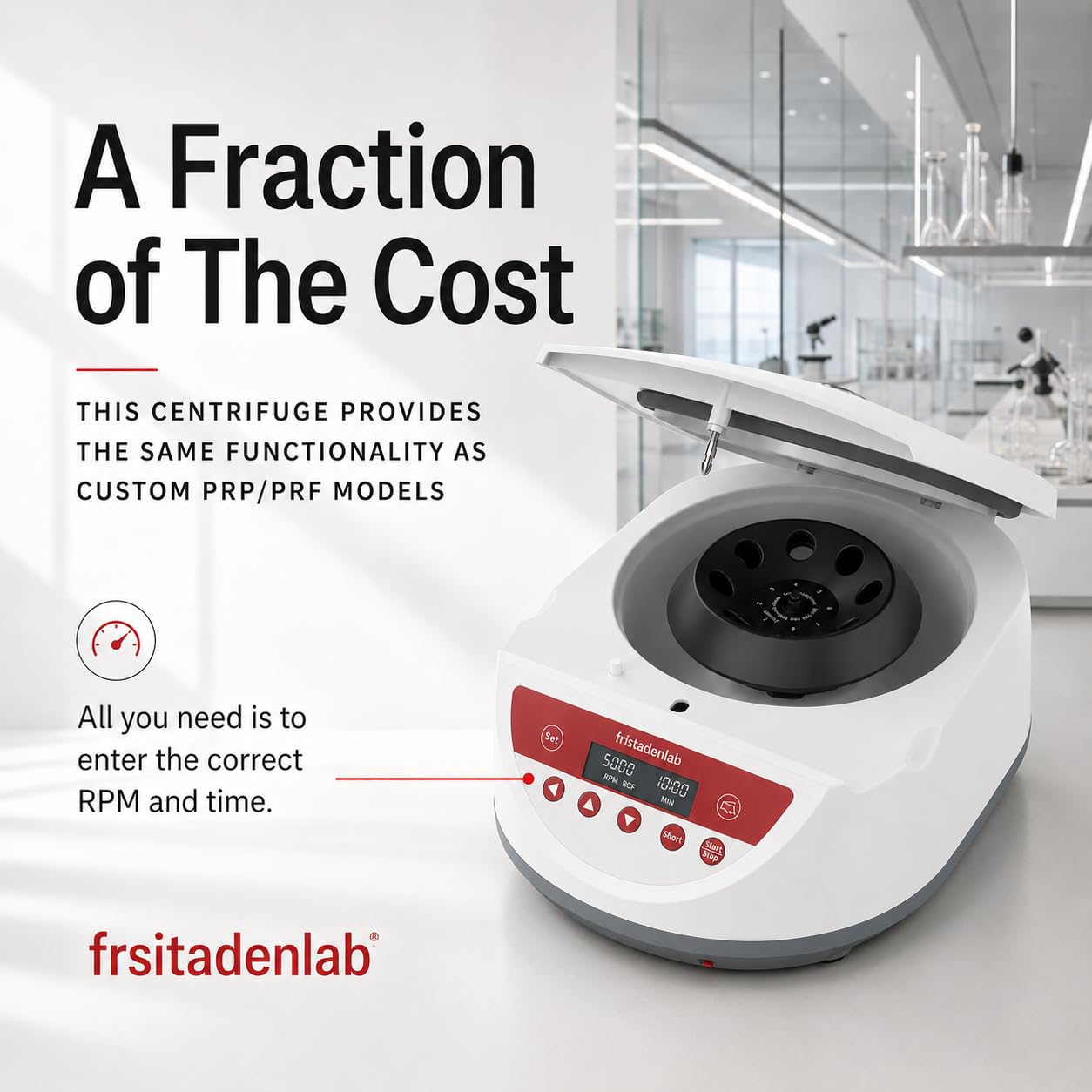 Fristaden Lab Centrifuge | for PRP and PRF | USA Company | 500-5000 RPM | 6 x 15 mL