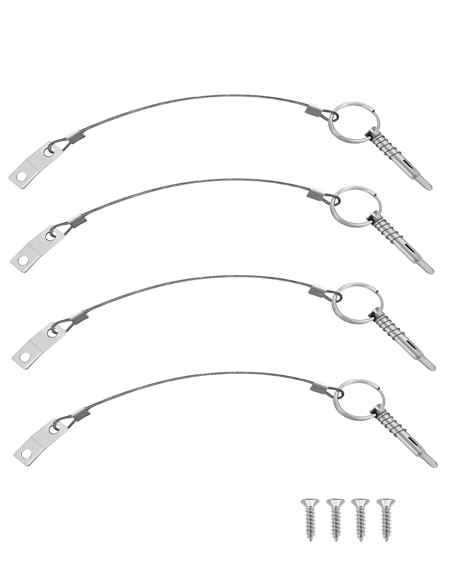 Nerites 1/4" Diameter Bimini Top Quick Release Pins 316 Stainless Steel Pin and Ring Easy to Fix and Remove Bimini Pins, Marine Hardware for Boats, Yachts, Speedboats, Motorboats, Ships (4 Pack)