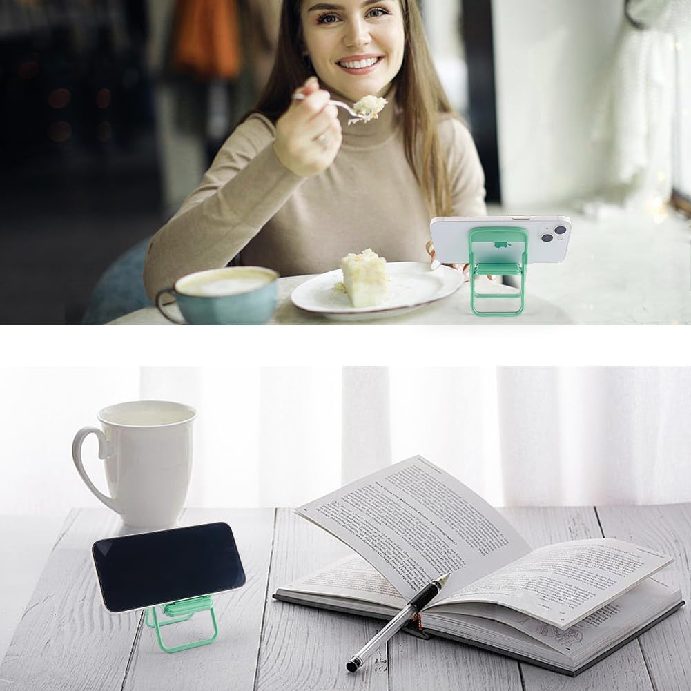 CRASPIRE 8Pcs Mini Folding Chair Phone Stand Holder Desktop Foldable Green Candy Color Lazy Funny Cute Cell Mobile