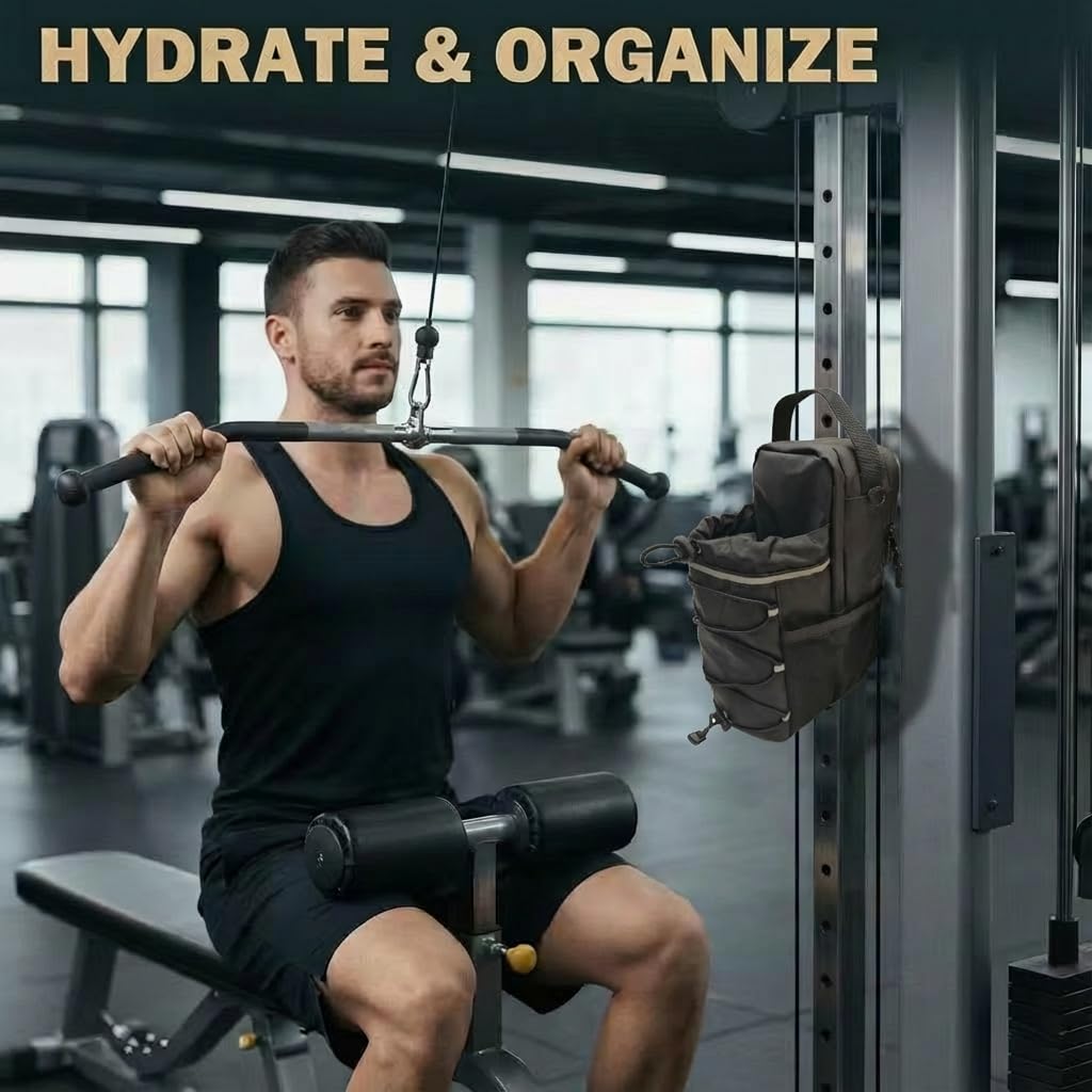 Magnetic Gym Bag with Phone Pocket - Strong Magnet Water Bottle Holder Hands-Free Sling Bag for Men & Women, Crossbody Pouch for Gym, Sports, Travel