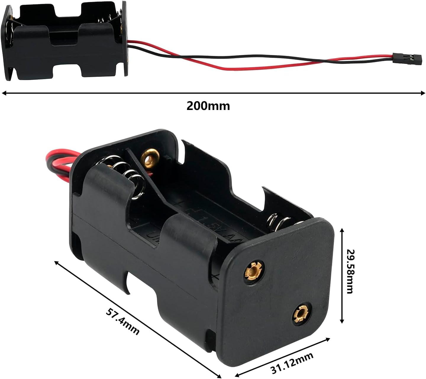 Stemedu 4-Set (4x1.5V/6V, 2-Layer) 9V Pack 4 AA Battery Holders & Cases & Connector Kit - I Type Hard Plastic Shell