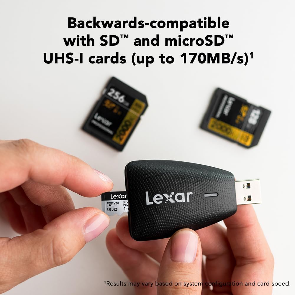 Lexar 2-in-1 3.1 (LRW450UBNA) Multi-Card USB Reader, Works with SD and microSD Cards