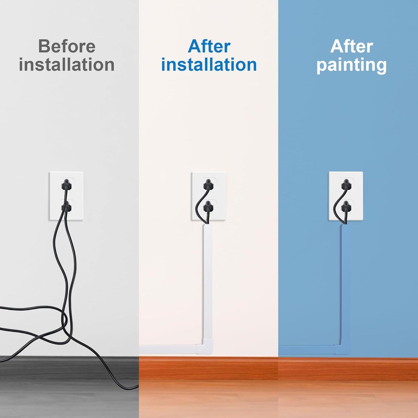 CADONO 58in 4X L14.5 W0.96 H0.58in, Cord Hider, Cable Hider, Cord Covers for Wires on Wall, Paintable Cable Cover