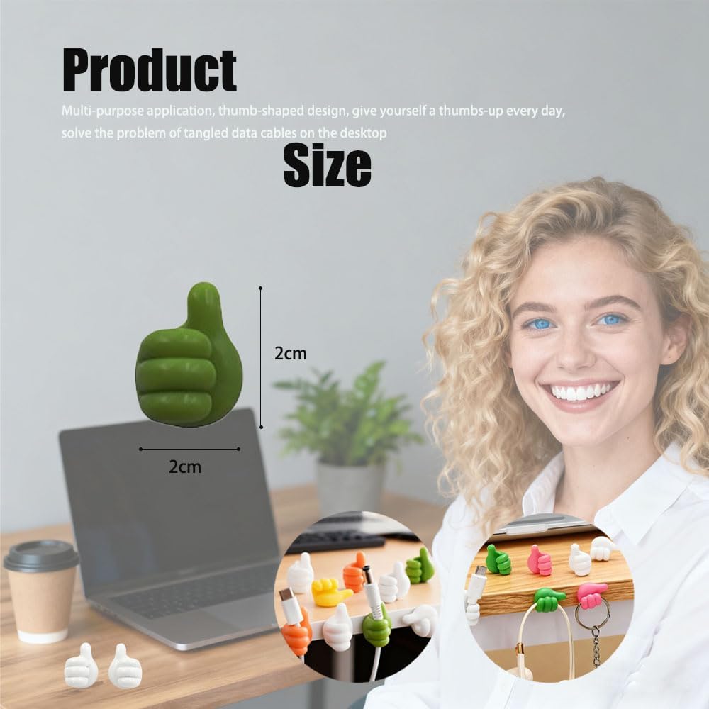LXNIEPAN 24Pcs Creative Silicone Thumb Cable ClipsSelf Adhesive Fun Cord Holders for Desk Wall Car Nightstand, Cord